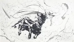 HERO B/W 1 by Yoshitaka Amano, 2012, Acrylic on canvas, offered Dec 2013