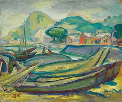 Hung Jui-lin, Harbour, 1977, Oil on canvas