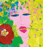 Blonde Girl by Walasse Ting, Acrylic on paper, sold Dec 2017