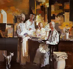 Yu Xiaofu, I Knocked at the Door Gently, 2005, Oil on canvas