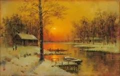 Yan Wenliang, Winter Sunset, Oil on canvas
