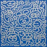 Sam Cox, Turtle Cuddles, 2019, Acrylic and paint marker on canvas