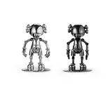 Hajime Sorayama & Kaws, No Future Companion  (Silver Chrome) ; (Black Chrome) (a set of 2), 2008, Metal (Silver Chrome); edition no. 416/500<br />Metal (Black Chrome); edition no. 116/500