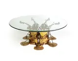 Arman, Table Basse de Violons, 1993, Gilded bronze (golden patina) and glass, ed.8/8
