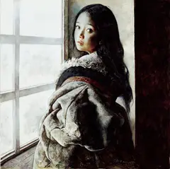 Ai Xuan, Girl in Cottage Window, 1993, Oil on canvas