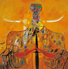 Multicolored King by Michell Hwang, 1991, Oil on canvas, offered Apr 2004