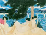 André Brasilier, Trois Jeunes femmes sous l’arbre, c. 1960, Oil on canvas