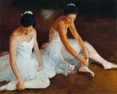 Wu Jian, Ballet Dancers in White Dresses, Oil on canvas