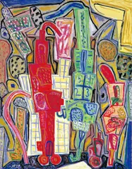 Tseng Ching-kan, 5432 Green Man Red Woman, 1995, Oil on canvas