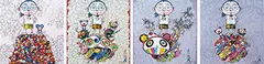Takashi Murakami, Obliterate the Self and Even a Fire is Cool;  Kaikai Kiki & Me: On the Blue Mound of the Dead;  Dob & Me: On the Red Mound of the Dead;  I Met a Panda Family (a set of 4), 2013, Limited print, edition no. 29/300; 65/300; 55/300; 137/300