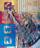 Houben Tcherkelov, One Dollar Statue of Liberty, 2020, Mixed media on canvas