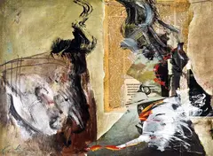 Chuang Che, Abstract (A set of 2), 1989, Oil on canvas, collage