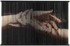 Hong Sung-Chul, String Hands 0043, 2012, Print on elastic strings in a steel frame