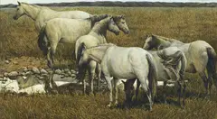 Autumn in Grass Land by Qian Dehua, 1991, Oil on canvas, sold Jun 2012
