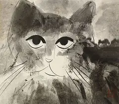 Cat by Walasse Ting, Mounted scroll, ink and color on paper, sold Dec 2015