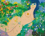 Walasse Ting, I Have Melancholy Love for You, 1974, Acrylic on canvas