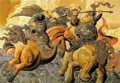 The Celestial Battle - Pike and Broadax by Chen Liu, 2007, Oil on canvas, sold Dec 2009
