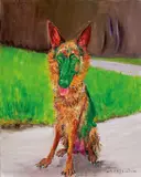 Zhou Chunya, Green Dog, 2009, Oil on canvas
