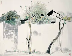 Wu Guanzhong, Mansion in Jiangnan, 1985, Ink and color on paper