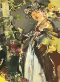 Xia Junna, A Lady among Flowers, 2002, Oil and pastel on paper