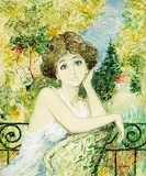 Bernard Charoy, Lady in the Garden, 1988, Oil on canvas