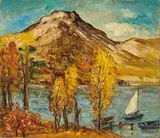 Sanlang Yang, Autumn Scene Beside the Lake, 1968, Oil on canvas