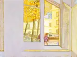 Taï Hoi-Ying, La fenêtre ouverte (Open Window), 1987, Tempera and oil on canvas, mounted onto board