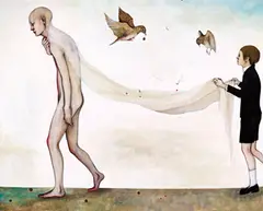 Iida Kiriko, The Funeral Procession of the Bird, 2008, Oil on canvas