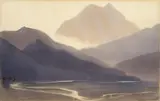 Shiy De-jinn, Distant Mountains and Water, 1980, Watercolor on paper