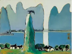 Tu Ke, Scenary of Guilin & Love Affair in a Small Town (a pair), 1980, Oil on cardboard