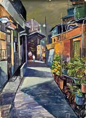Yang Chi-tung, Streetscape, 1966, Watercolor on paper
