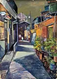 Yang Chi-tung, Streetscape, 1966, Watercolor on paper