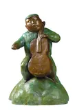Qu Guangci, A Man Playing Cello, 2005, Bronze, edition no. 7/7