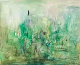 Abstract in Green by Zao Wou-ki, 1954, Watercolor on paper, mounted onto board, sold Dec 2011