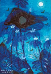 Chua Hu, White Lotus - Character and Integrity, 1999, Oil on paper