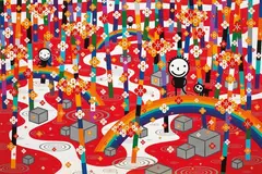 Kwon Ki Soo, On the Rainbow - Red River, 2010, Acrylic on canvas