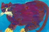 Purple Cat by Walasse Ting, c. 1981-1982, Acrylic on paper, mounted onto canvas, sold Dec 2017