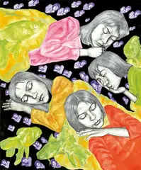 Xin Haizhou, Sleep Series, 1996-1997, Oil, charcoal pencil, glue on canvas
