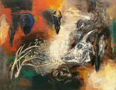 Chihung Yang, Growth and Decay, 1986, Charcoal and acrylic on canvas