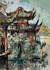 Landscape by S.T.Chung, 1978, Oil on paper, sold Dec 2005
