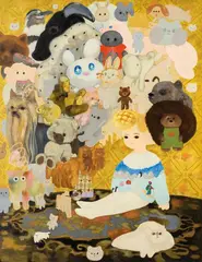 Tomoko Nagai, Lost in Thought, 2018, Oil and glitter on Canvas