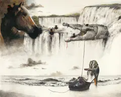 Kim Nampyo, Instant Landscape 62, 2008, Acrylic and charcoal on canvas, artificial fur