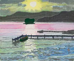 Ma Pai-sui, Dawn, 1993, Watercolor on cotton