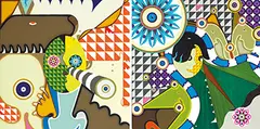Yamaguchi Soichi, Another Chance; Nightmare (a set of two), 2009, Acrylic, cotton cloth and gesso on panel