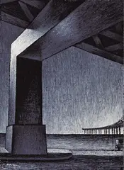 Taipei Bridge (diptych) by Lu Hsien ming, 1992, Oil on canvas, sold Jun 2008