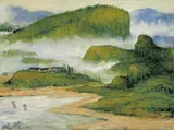 Zhu Qizhan, Landscape with Clouds, 1976, Oil on board
