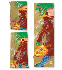 Ayako Rokkaku, Triple Girl, Acrylic on cardboard