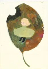 Tomoko Nagai, Fallen Leaf Carpet, 2014, Watercolor, pencil, color pencil, ink, glitter and collage 
on paper mounted on panel