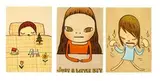 Dream Time; Just a Little Bit; Fight (a set of 3) by Yoshitomo Nara, 2013; 2015, Japanese woodcut, edition no. 25/25, sold Jul 2021