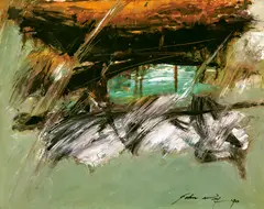 Autumn Maple by John Way, 1990, Oil on paper, mounted onto board, sold Dec 2011